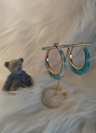 Boucles d’oreilles Créoles turquoise et doré 🩵, brand: Boucles d'oreilles, condition: Very good, €3.50, €4.38 includes Buyer Protection