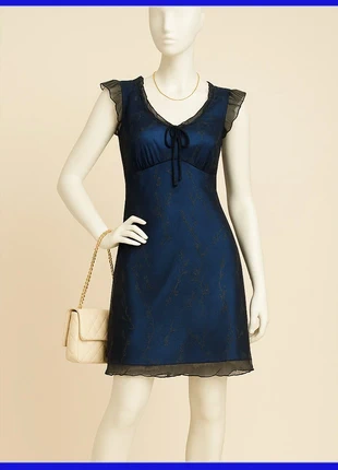 Abito No Boundaries Blu a Fiori Brillantinati Tg S/M Sexy Elegante Vintage Dark Gothic Lolita, marca: No Boundaries, estado: Muito bom, tamanho: S / 36 / 8, €16.00, €17.50 inclui Proteção do Comprador