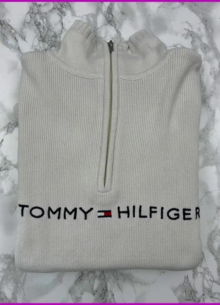 Sweat/Pull 1/4 Zip, Halfzip Tommy Hilfiger Blanc / Col camionneur / Logo brodé / Taille XL Femme, brand: Tommy Hilfiger, condition: Very good, size: XL / 42 / 14, €35.00, €37.45 includes Buyer Protection