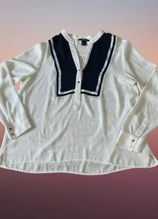 Casual Old Money Navy Nautical Shirt, brand: H&M, condizioni: Ottime, taglia: XL / IT 46 / EU 42, €15.00, €16.45 include la Protezione acquisti