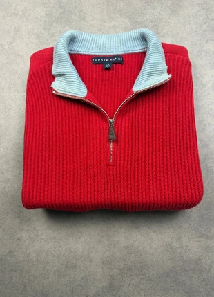 Pull half zip 1/4 zip Tommy Hilfiger Vintage rouge col camionneur logo brodé - Taille L, marque: Tommy Hilfiger, état: Très bon état, taille: L, 20,00 €, 21,70 € Protection acheteurs incluse
