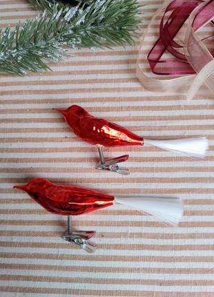 Prachtig! 2x vintage vogeltje kerstbal kerstornament rood, merk: Vintage, staat: Heel goed, € 18,50, € 20,13 inclusief Kopersbescherming Pro