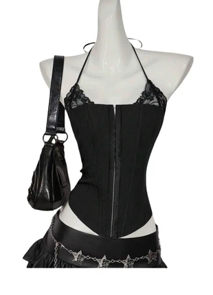 top nero e pizzo y2k M L, marque: Top Vintage, état: Très bon état, taille: L / 40 / 12, 12,00 €, 13,30 € Protection acheteurs incluse