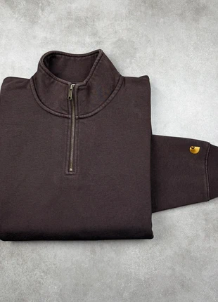 Carhartt WIP – Half Zip Sweatshirt, Couleur marron | Poche Kangourou | Homme, Taille L., marque: Carhartt, état: Très bon état, taille: L, 40,00 €, 42,70 € Protection acheteurs incluse