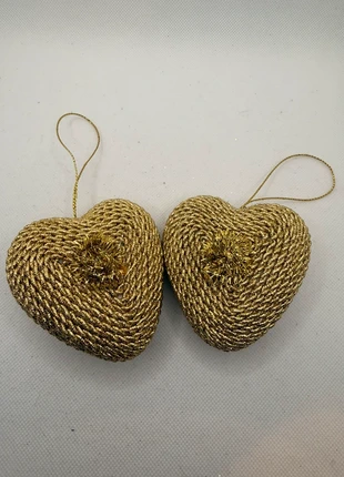 Lot 2 suspensions cœur doré vintage – cordelette spiralée – années 80–90, brand: Noël vintage, condition: Very good, €10.00, €11.20 includes Buyer Protection