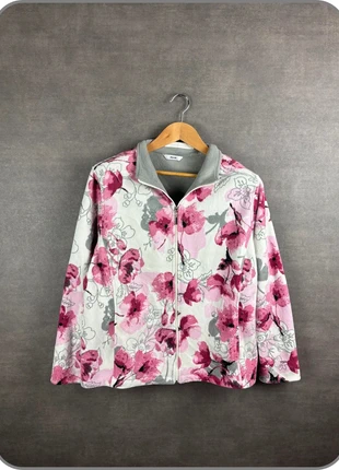 Veste polaire zippée fleurie gris rose femme taille XL – col montant, brand: Vintage Dressing, condition: Very good, size: XL / 42 / 14, €14.99, €16.44 includes Buyer Protection Pro