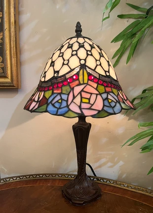 Tafellamp glas in lood Tiffany stijl met bloemen belle epoque stijl, brand: Art, condizioni: Nuovo senza cartellino, €119.00, €125.65 include la Protezione acquisti Pro