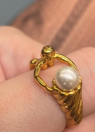 anillo sirena dorado con perla sirencore mermaidcore coquette y2k vintage elegante, marque: Vintage Dressing, état: Très bon état, taille: 17,3 mm, 15,00 €, 16,45 € Protection acheteurs incluse