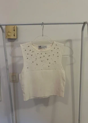 Strass crop top, brand: Zara, condizioni: Ottime, taglia: M / IT 42 / EU 38, €5.00, €5.95 include la Protezione acquisti