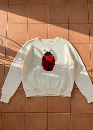 Pull taille M, blanc à motif coccinelle, style doux et original, merk: eloria, staat: Heel goed, maat: M / 38 / 10, € 44,99, € 47,94 inclusief Kopersbescherming Pro