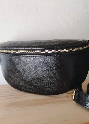 Banane cuir noir métallisé, brand: Boutique indépendante, condition: New without tags, €25.00, €26.95 includes Buyer Protection