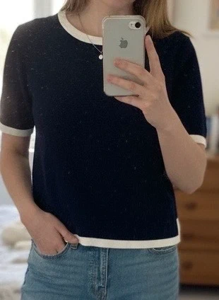 Petit pull ZARA Knit Bleu marine & blanc Taille M, brand: Zara, condition: Very good, size: M / 38 / 10, €6.00, €7.00 includes Buyer Protection