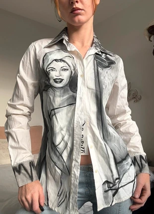 Vintage handpainted blouse, merk: Vintage Dressing, staat: Nieuw met prijskaartje, maat: M / 38 / 10, € 17,50, € 19,08 inclusief Kopersbescherming Pro