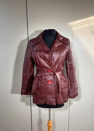 Vintage Y2K leren jas trenchcoat mantel | Echt leer | Jack getailleerd | Unisex retro stijl, merk: Vintage Dressing, staat: Veelgebruikt, maat: XS / 34 / 6, € 15,00, € 16,45 inclusief Kopersbescherming