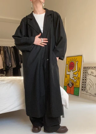 Vintage wool blend long coat puffy sleeves, merk: Vintage Dressing, staat: Veelgebruikt, maat: M / 38 / 10, € 28,00, € 30,10 inclusief Kopersbescherming