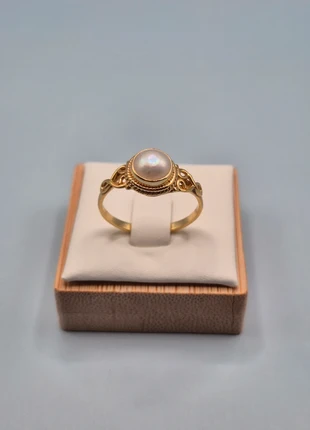 Anello in argento 925 con perla naturale placcato oro, marca: Argento, estado: Nuevo sin etiquetas, tamaño: 18,5 mm Ø / 19,5, 27,50 €, 29,58 € Protección al comprador incluida