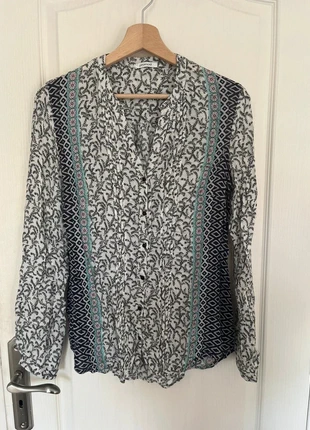 Chemisier à motifs bleu et écru, brand: Promod, condition: Very good, size: M / 38 / 10, €2.50, €3.33 includes Buyer Protection