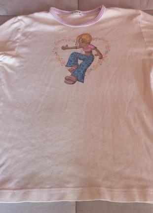 T-shirt Onyx bambolina bianco/rosato S vintage fine 90 Y2K, marca: ONYX, estado: Bom, tamanho: S / 36 / 8, €12.90, €14.25 inclui Proteção do Comprador