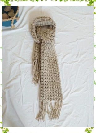 Bufanda beige, hilos marrón con flecos, marque: Encuentro, état: Très bon état, 14,99 €, 16,44 € Protection acheteurs incluse