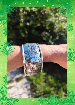 Bracelet manchette argenté gravé fleurs vintage, marca: Vintage Boutique, estado: Muito bom, €7.00, €8.05 inclui Proteção do Comprador Pro