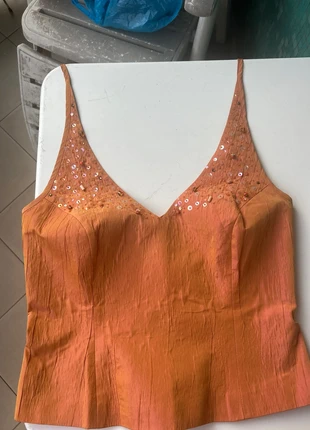 Top vintage arabesque couture arancione con perline, marca: Arabesque, estado: Muy bueno, tamaño: L / 40 / 12, 30,00 €, 32,20 € Protección al comprador incluida