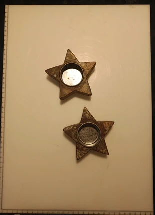 Bundel 2 waxinelicht houders kerst stervormig in hout, marque: merkloos, état: Très bon état, 2,00 €, 2,80 € Protection acheteurs incluse