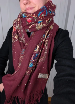 Écharpe bordeaux brodée (cachemire et laine), neuve #brdBordo, brand: Cashmere, condition: New with tags, €24.90, €26.85 includes Buyer Protection Pro