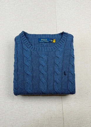 Pull torsadé col rond Ralph Lauren bleu marine QR code, taille S, brand: Ralph Lauren, condition: Very good, size: S, €50.00, €53.20 includes Buyer Protection