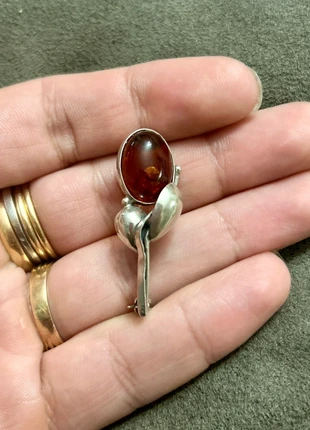 Broche fleur en argent et ambre, marca: Argent, estado: Muito bom, €22.95, €24.80 inclui Proteção do Comprador Pro