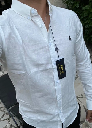 Chemise en lin manches longues Ralph Lauren blanche vintage Taille M, merk: Ralph Lauren, staat: Nieuw met prijskaartje, maat: M, € 55,00, € 58,45 inclusief Kopersbescherming