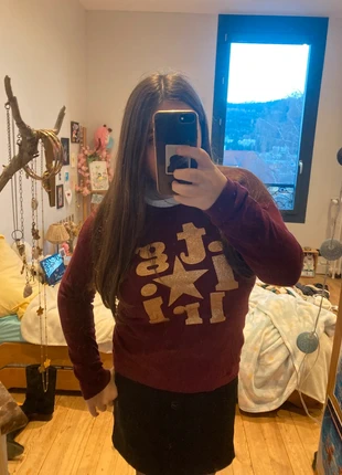 Pull fin bordeaux avec écriture taille M en bon etat, brand: PUNKIDZ, condizioni: Buone, taglia: M / IT 42 / EU 38, €6.00, €7.00 include la Protezione acquisti