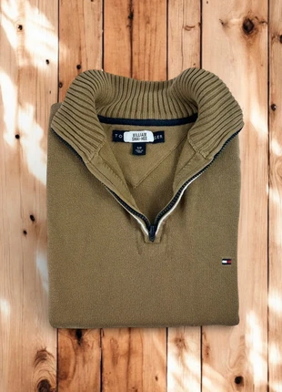 Pull 1/4 Zip, Halfzip Tommy Hilfiger Marron clair/ Col camionneur / Logo brodé / Taille S Homme, marke: Tommy Hilfiger, zustand: Sehr gut, größe: S, 40,00 €, 42,70 € beinhaltet Vinted-Käuferschutz Pro