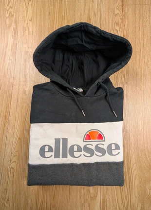 Sweat-shirt à capuche Hoodie Ellesse tricolore noir blanc gris taille M #418d, brand: Ellesse, condizioni: Ottime, taglia: M, €11.40, €12.67 include la Protezione acquisti