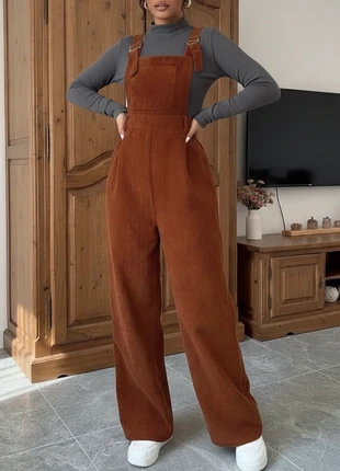 Salopette pantalon velours côtelé cognac – taille haute, jambes larges, état: Très bon état, taille: M / 38 / 10, 49,90 €, 53,10 € Protection acheteurs (Pro) incluse