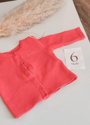 Gilet pull fille 6 mois rose fushia avec broderie or, merk: Gémo, staat: Heel goed, maat: 3-6 maanden / 62 cm, € 4,00, € 4,90 inclusief Kopersbescherming