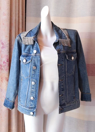 Sandro Embellished Rhinestone Tassel Denim Jacket | FR36 | Extra Stones Included 💎, marque: Sandro, état: Très bon état, taille: S / 36 / 8, 45,00 €, 47,95 € Protection acheteurs incluse