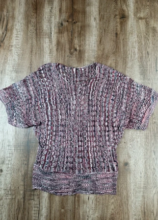 Pull maille crochet multicolore manches courtes taille L, merk: Vintage Dressing, staat: Heel goed, maat: L / 40 / 12, € 7,90, € 9,00 inclusief Kopersbescherming Pro