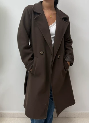 Abrigo clásico de paño con cinturón marrón- Talla L, marque: Made In Italy, état: Neuf sans étiquette, taille: L / 40 / 12, 27,00 €, 29,05 € Protection acheteurs incluse