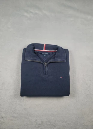 Pull 1/4 Zip Col Camionneur Bleu Tommy Hilfiger Taille L Homme Logo Brodé Coton Très Bon État #33, marca: Tommy Hilfiger, estado: Muito bom, tamanho: L, €29.99, €32.19 inclui Proteção do Comprador Pro