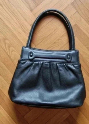 Petit sac à main vintage en cuir noir – 27 long x 27 haut, condition: Very good, €5.40, €6.37 includes Buyer Protection