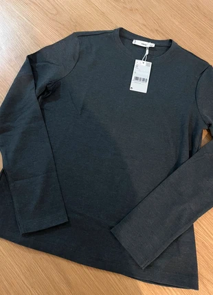 T-shirt à manches longues en coton gris Mango, brand: Mango, condition: New with tags, size: S / 36 / 8, €11.99, €13.29 includes Buyer Protection