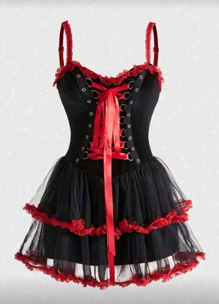 Vestido corto nuevo con corsé delantero, marque: Romwe, état: Neuf avec étiquette, taille: M / 38 / 10, 23,00 €, 24,85 € Protection acheteurs incluse