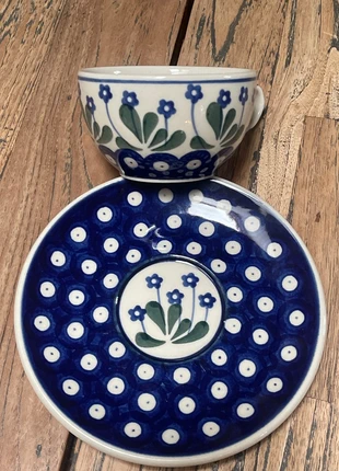 Bolesławiec śliczny zestaw filiżanka plus talerzyk! Unikat!, merk: BOLESLAWIEC, staat: Nieuw zonder prijskaartje, € 24,99, € 26,94 inclusief Kopersbescherming