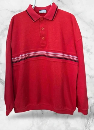 Vintage 90s red polo sweatshirt, one-piece oversized with Y2K hip hop embroidery, marca: Vintage Dressing, estado: Muito bom, tamanho: XL, €19.90, €21.60 inclui Proteção do Comprador