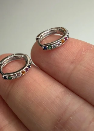 Boucles d’oreilles créoles multicolores S925 Argent, marque: Argent, état: Très bon état, 10,00 €, 11,20 € Protection acheteurs incluse