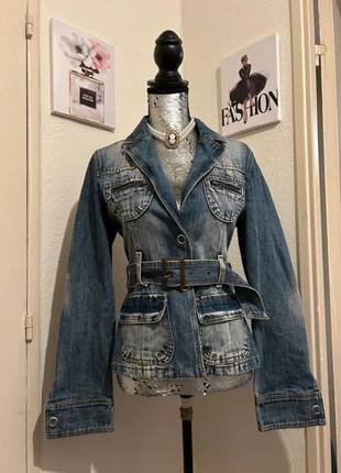 Veste blazer en jeans avec ceinture rétro vintage bohème chic, brand: Vintage Dressing, condition: Very good, size: M / 38 / 10, €36.00, €38.50 includes Buyer Protection Pro