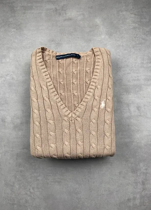 Pull Torsadé Ralph Lauren / en col V / Doré logo blanc / authentique / taille L, brand: Ralph Lauren, condition: Very good, size: L / 40 / 12, €45.00, €47.95 includes Buyer Protection