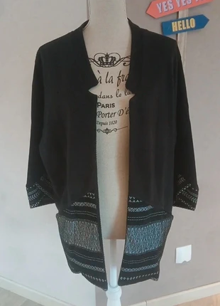 Cardigan veste gilet long ouvert noir argent Desigual t. M, marca: Desigual, estado: Muito bom, tamanho: M / 38 / 10, €15.00, €16.45 inclui Proteção do Comprador Pro