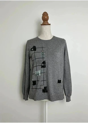 Pull gris col rond motifs noir y2K vintage année 2000s - Tripode - Taille L (40), marca: Tripode, estado: Muito bom, tamanho: L / 40 / 12, €10.00, €11.20 inclui Proteção do Comprador