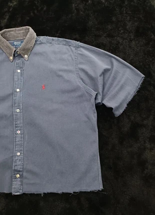 Chemise Ralph Lauren Blake vintage manches courtes col velours gris (custom), brand: Ralph Lauren, condition: Good, size: L, €25.06, €27.01 includes Buyer Protection